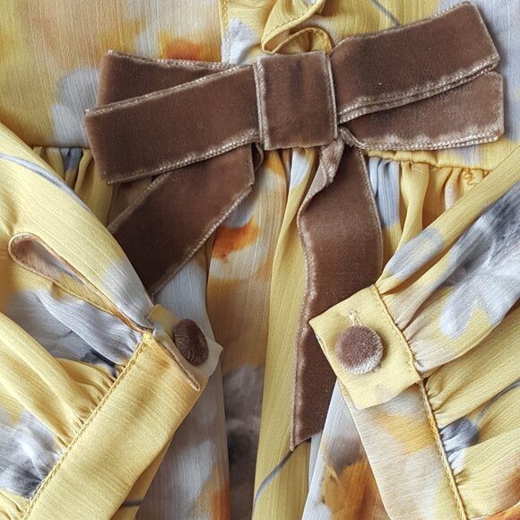 Patachou ! Girls Yellow Floral Chiffon Dress ( 3YRS) - Picture 8 of 11